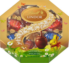 Mélange de Pâques Lindt Chocolat LINDOR | Boîte 144g | Œufs LINDOR qui fondent dans la bouche en trois variantes : Chocolat au lait, Chocolat noir, Noisette | Chocolat de Pâques | Cadeau de chocolat | 1 paquet