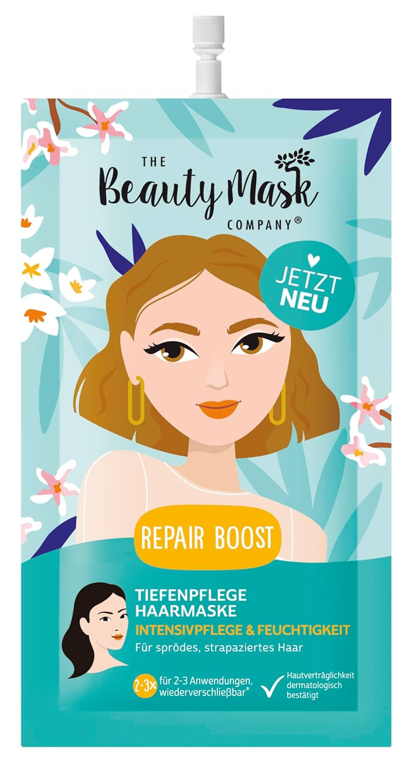 The Beauty Mask Company Repair Boost Hair Mask 30 ml, soin en profondeur pour cheveux cassants et abîmés (1 sachet) Masque capillaire Naty Shop Titre par défaut