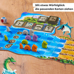HABA Water Dragons - Jeu de dés et de stratégie pour enfants à partir de 5 ans - Jeu de société passionnant avec dragons et figurines en bois - Jeu familial pour 2 à 4 joueurs - 1307133001