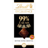 Barre de chocolat noir Lindt EXCELLENCE 99 % - Saveur intense de cacao 50 g Vegan Premium