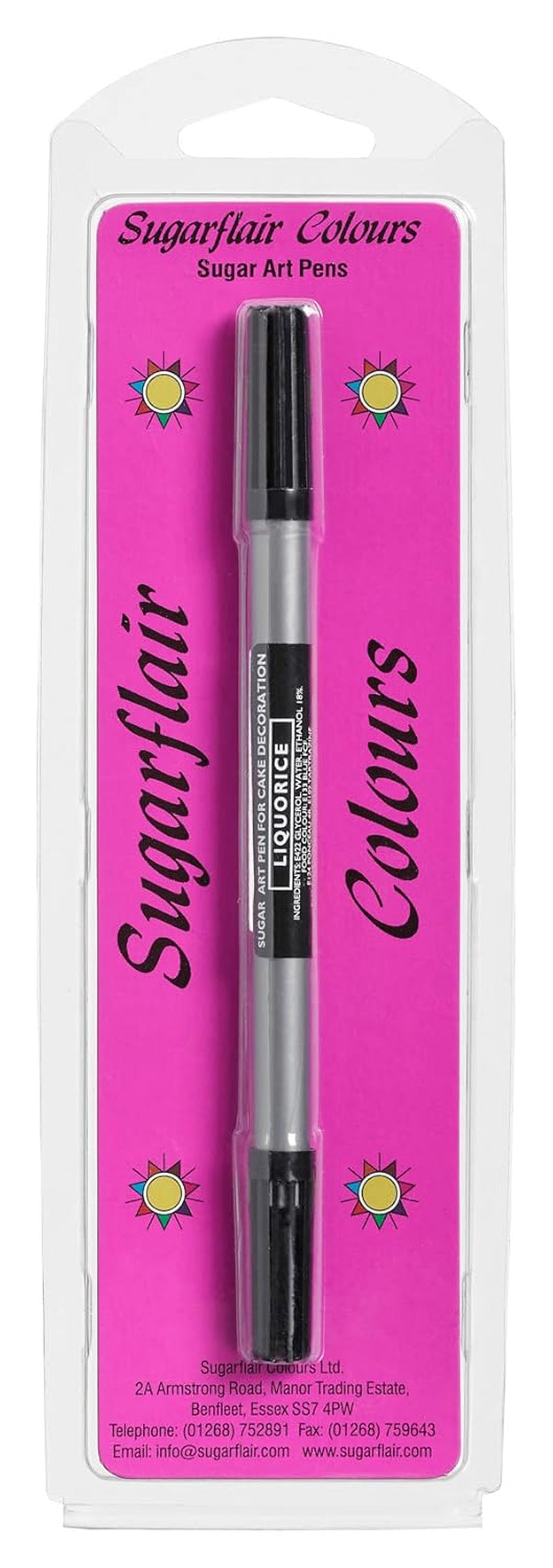 Stylos à colorant alimentaire Sugarflair réglisse – Stylo alimentaire comestible, stylo à gâteau, décoration fondant, pâte d'amande et glaçage royal – 1 pièce