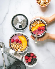Bol pentru mâncare Eats 2 în 1 cu capac cu șurub, 636 ml, agat roz, sticlă de băut izolată triplu și rezistentă la scurgeri pentru deplasare, până la 11 ore rece/7 ore fierbinte Cutii depozitare alimente Naty Shop