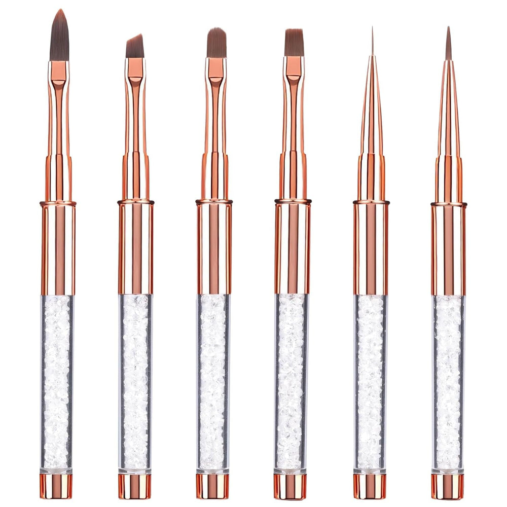 6 pièces brosses à ongles avec capuchon ongles UV Gel acrylique brosse à ongles brosse à ongles Gel partiel ensemble de pinceaux d'art des ongles