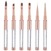 6 pièces brosses à ongles avec capuchon ongles UV Gel acrylique brosse à ongles brosse à ongles Gel partiel ensemble de pinceaux d'art des ongles