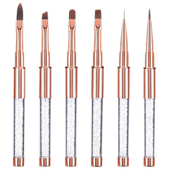 6 pièces brosses à ongles avec capuchon ongles UV Gel acrylique brosse à ongles brosse à ongles Gel partiel ensemble de pinceaux d'art des ongles