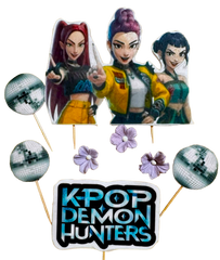 K-Pop Demon Hunters Décorations comestibles Set 7 - Figurines en pâte à sucre sucrée pour gâteaux et fêtes