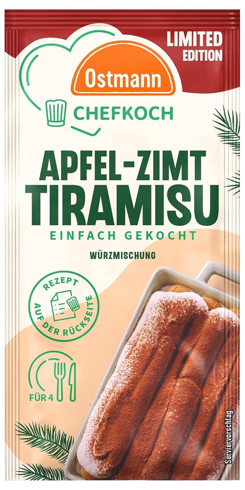 Ostmann Gewürze x Chefkoch - Apfel-Zimt-Tiramisu Würzmischung | Abgestimmt auf 4 Portions | Y compris Schritt-für-Schritt-Rezept et Mengenangaben | 10 g en sachet