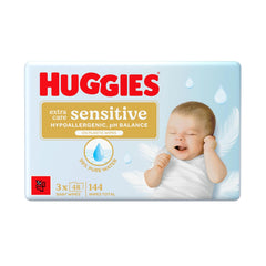 Lingettes pour bébés sensibles Huggies Pure Extra Care, 99 % d'eau, sans plastique, sans parfum