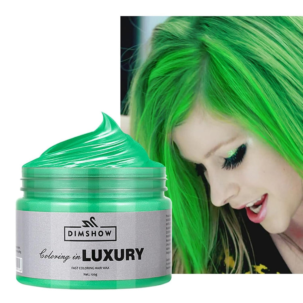 Cire capillaire verte temporaire, laque temporaire Crazy Green, boue semi-permanente lavable, coloration unique, pâte coiffante instantanée, couleur naturelle pour les fêtes, les activités et Halloween Naty Shop.