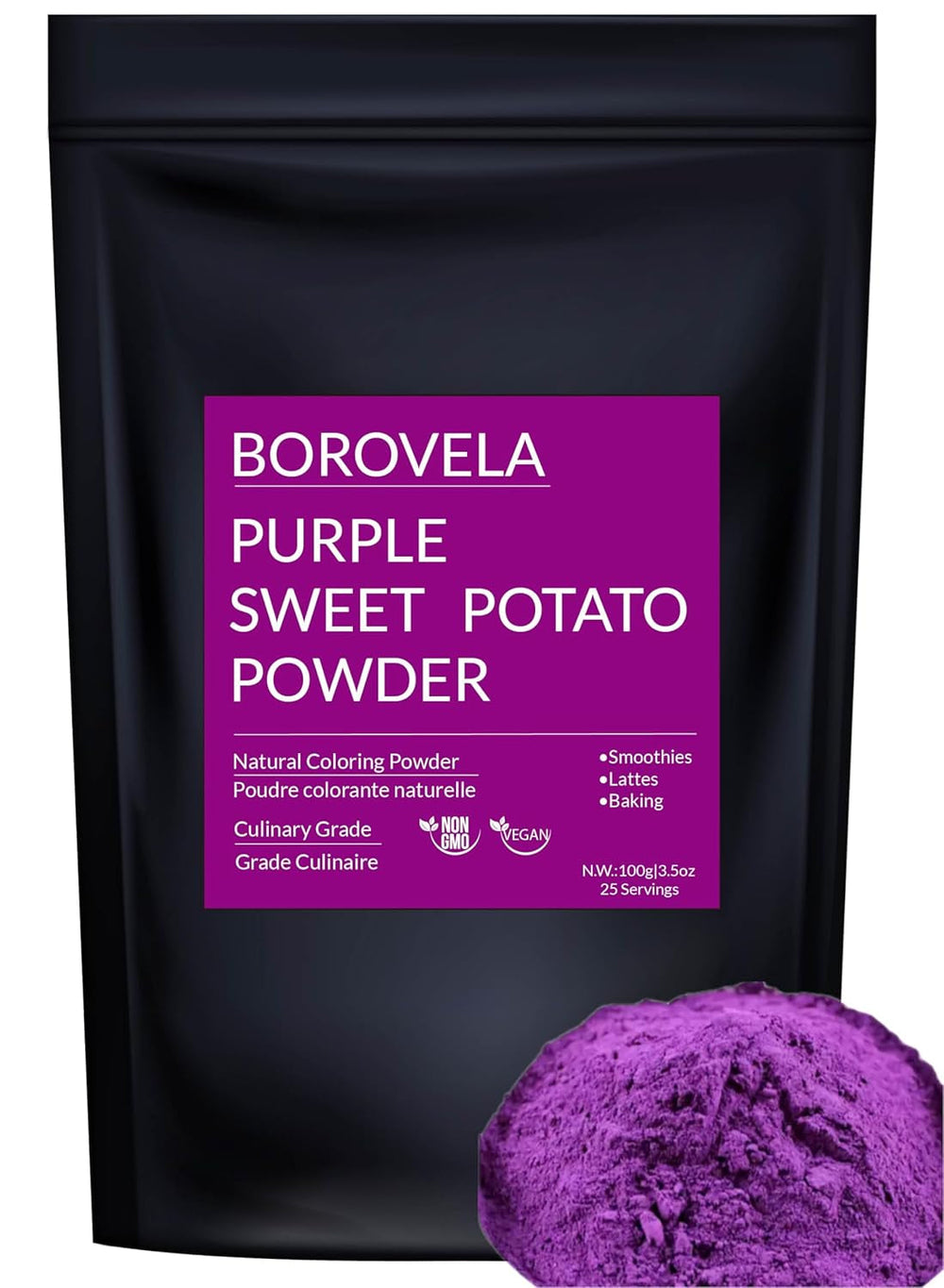 Poudre de patate douce violette, colorant alimentaire violet naturel, mélange de smoothie, ingrédients naturels, 100g