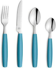 Beckmann & Rommerskirchen 2515 VALOA Besteck Set 4 Personnes | 16-Teilig | Pétrole | Spülmaschinenfest | Haute police de glace | Essbesteck: 4X Messer, Gabel, Esslöffel, Kaffeelöffel Cuisine Naty Shop Essence