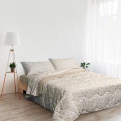 Table de chevet Foppapedretti et couette naturelle pour lit double 2P ; feuilles de sable, housse 100% coton, Made in Italy Couettes et quilts Naty Shop