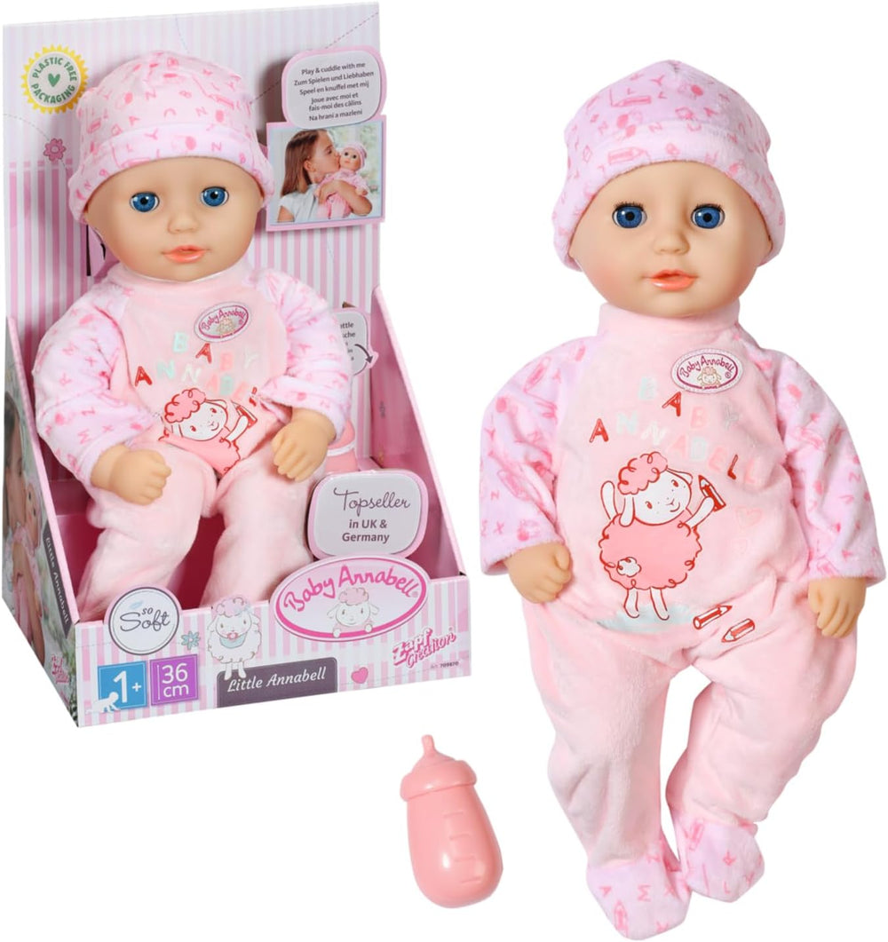 Annabell Poupée douce Little Annabell 36cm, avec corps en tissu et yeux endormis, 36cm, 709870 Zapf Creation