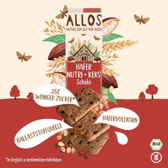 Biscuits à l'avoine et au chocolat bio Allos | Biscuit croquant au chocolat et à l'avoine entière | Sucrer au miel 6 x 130g