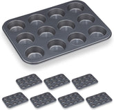 Relaxdays Muffinform, 2Er Set, 12Er Muffinbleche, Antihaftbeschichte, Carbonstahl, Muffins & Cupcakes, Ø 6,5 Cm, Blé, 10030825 Moules et plaques à pâtisserie Naty Shop 2