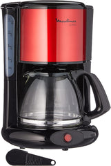 Machine à expresso Subito avec filtre, carafe en verre, 10-15 tasses, capacité 1,25 L, arrêt automatique, filtre amovible, indicateur de niveau d'eau, acier inoxydable, rouge/noir, FG360D