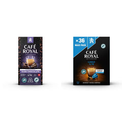 Café Royal Dark Chocolate Flavored 100 capsules pour machine à café Nespresso - 4/10 intensité - certifié UTZ, en aluminium et Lungo 36 capsules pour machine à café Nespresso - 4/10 intensité
