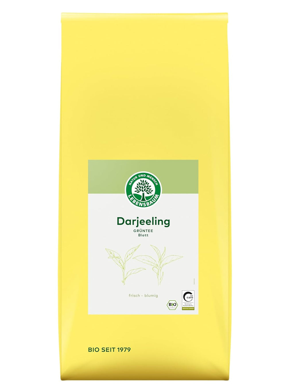 Lebensbaum Darjeeling Thé vert à feuilles entières, thé biologique, thé vert au goût de fleur fraîche, couleur vert clair, 1000g