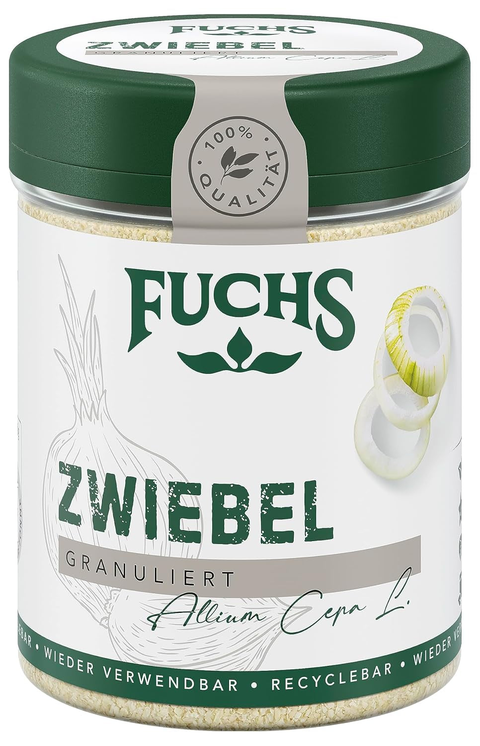 Fuchs Gewürze - Zwiebel granuliert - Gewürz für Saucen oder Nudelgerichte - Ingrédients naturels - 70 g en dose variable, recyclable