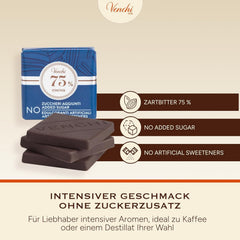 Venchi – Granblend Extra Negru 75% FĂRĂ Zahăr Adăugat, 1 kg – FĂRĂ îndulcitori artificiali – Fără Gluten – Vegan