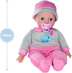 Simba 105140066 - Laura Interactive, poupée au corps doux aux yeux endormis, babille lorsqu'on la bouge, boit au biberon et s'endort, 40 cm, poupée pour enfants à partir de 2 ans