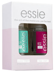 Set de ojă Essie Routine Nail Care Duo, cu bază Strong Start și top coat Good to Go. Set de ojă profesională pentru unghii mai puternice și mai sănătoase și un finisaj lucios, de lungă durată.