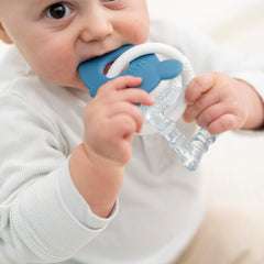 Nattou Anneau de Dentition Refroidisseur en Silicone, Souris, Rempli d'Eau, Sans BPA, 13,5 x 10,5 x 15 cm, Silicone, Bleu/Blanc