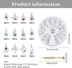 OLYCRAFT 24Pcs Nagelschmuck Ringe Dangle Nail Art Zubehör mit Nagelpiercing Tool Nagelbohrer Manueller Bohrer Aus Legierung For Tips, Acrylique, Gel et Décoration