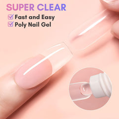 Makartt Poly Nail Extension Gel - 50 ML Extension Builder Acrylique Poly Nail Aufbaugel Extender Gel pour Gel Nägel pour Nagelverlängerung, Nagelstärkung, Nail Art Décoration(Transparent)