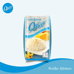 Q RIZ | Weißer Klebreis Langkorn en Thaïlande | Aromatisch mit klebriger Textur | Idéal pour les currys, sushis, mochi ou riz au lait 1 x 1 kg