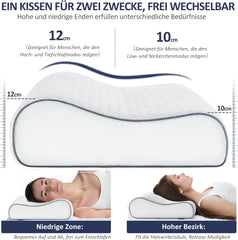BedStory Oreiller en mousse à mémoire de forme, oreiller de soutien du cou réglable en hauteur, oreiller ergonomique, oreiller latéral pour dormeurs sur le dos et le ventre (60 x 36 x 12/10 cm)