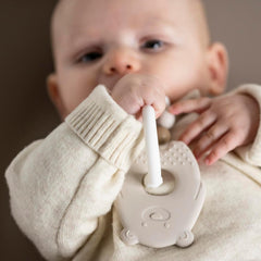 Nattou Anneau de dentition en silicone Ours en peluche Sans BPA Env. 13 cm, silicone, couleurs argile