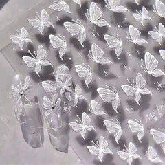 Aurora Muschel Schmetterling Nagelsticker Weiß Schmetterlinge Nail Sticker Gelee Relief Butterfly Nagelaufkleber Y2K Papillons Nagel Sticker Nägel Nageldesign Nagel Zubehör Nail Art Stickers Nailart