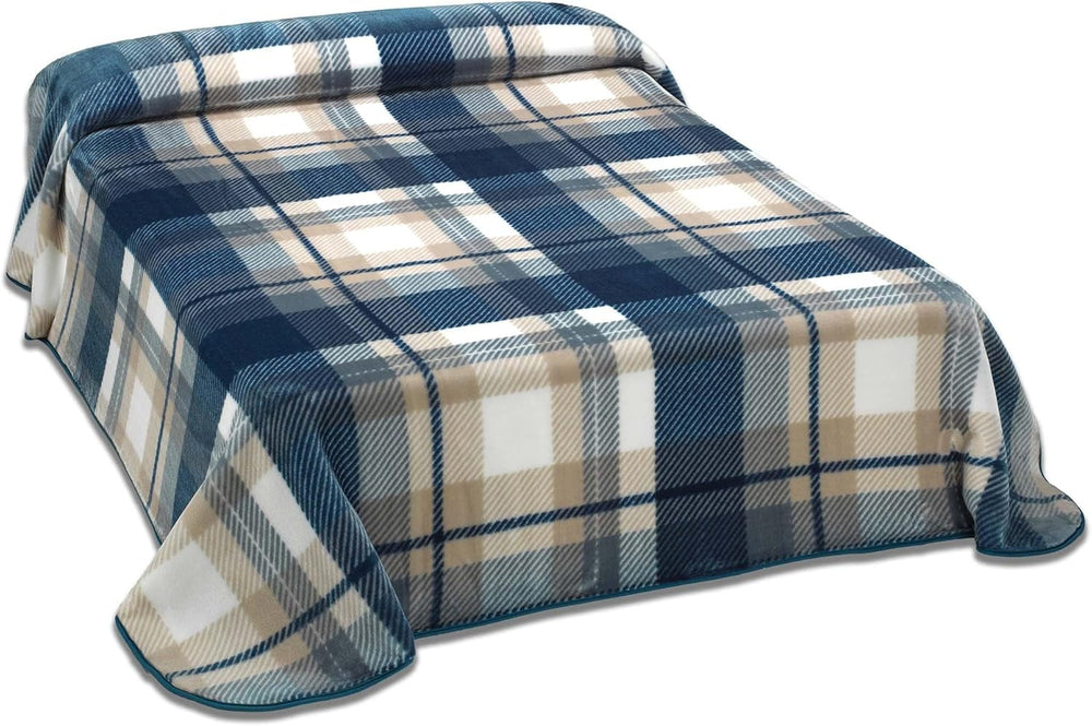 MANTAS MORA Couverture imprimée, grand volume, 100% polyester, 450 G/M², douce, pour automne/hiver, Design Harmony K60, 260 X 240 cm, pour lits de 160/180 cm, bleu Couettes et couettes Naty Shop Bleu 260X240Cm - Cama De 160/180Cm