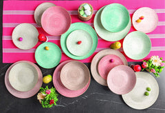 Service de table Pepper Bamboo pour 6 personnes, 18 pièces, porcelaine, multicolore