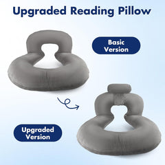 Oreiller de lecture, oreiller de dos en forme de U avec oreiller cervical, oreiller de jeu gris, oreiller pour lire, jouer, travailler, se reposer