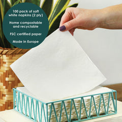 Table Kind 100 șervețele albe moi în pachet vrac, șervețele de înaltă calitate pentru petreceri, catering și uz zilnic, FSC, sustenabile și reciclabile, fabricate în UE | 2Ply | 33Cm