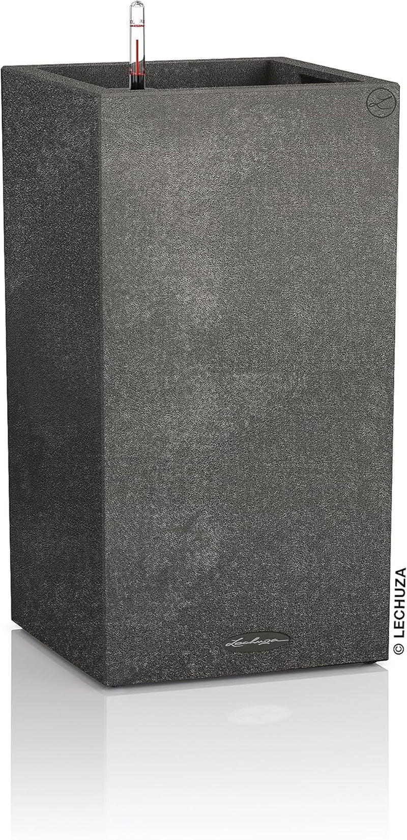 CANTO Jardinière en pierre 30 haut, Noir graphite, Plastique de haute qualité, Système d'arrosage inclus, Insert de plantation amovible, Pour intérieur et extérieur, 13602, 30x30x56 cm