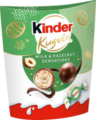 Kinder Milk & Hazelnut Sensations boules 90g - Boules de chocolat au lait fourrées au lait crémeux et morceaux de noisettes - Chocolat de Pâques, bonbons de Pâques - Cadeau et souvenir de Pâques