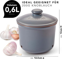 Römertopf oală de usturoi oală proaspătă din lut natural pentru o perioadă lungă de valabilitate a alimentelor, cum ar fi usturoiul Ø 12,5 cm alb Cutii depozitare alimente Naty Shop