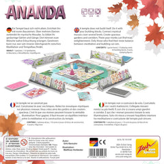 Zoch Ananda - Un joc de societate strategic cu influențe meditative, construirea de temple cu ajutorul unor tactici, călugări care meditează în zone colorate, colectează puncte karma, joc de familie pentru vârste de 10 ani și peste.