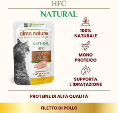 almo nature HFC Natural - Nourriture humide pour chats - au poulet - Qualité humaine, Sans gluten, Monoprotéine - 55g, paquet de 6