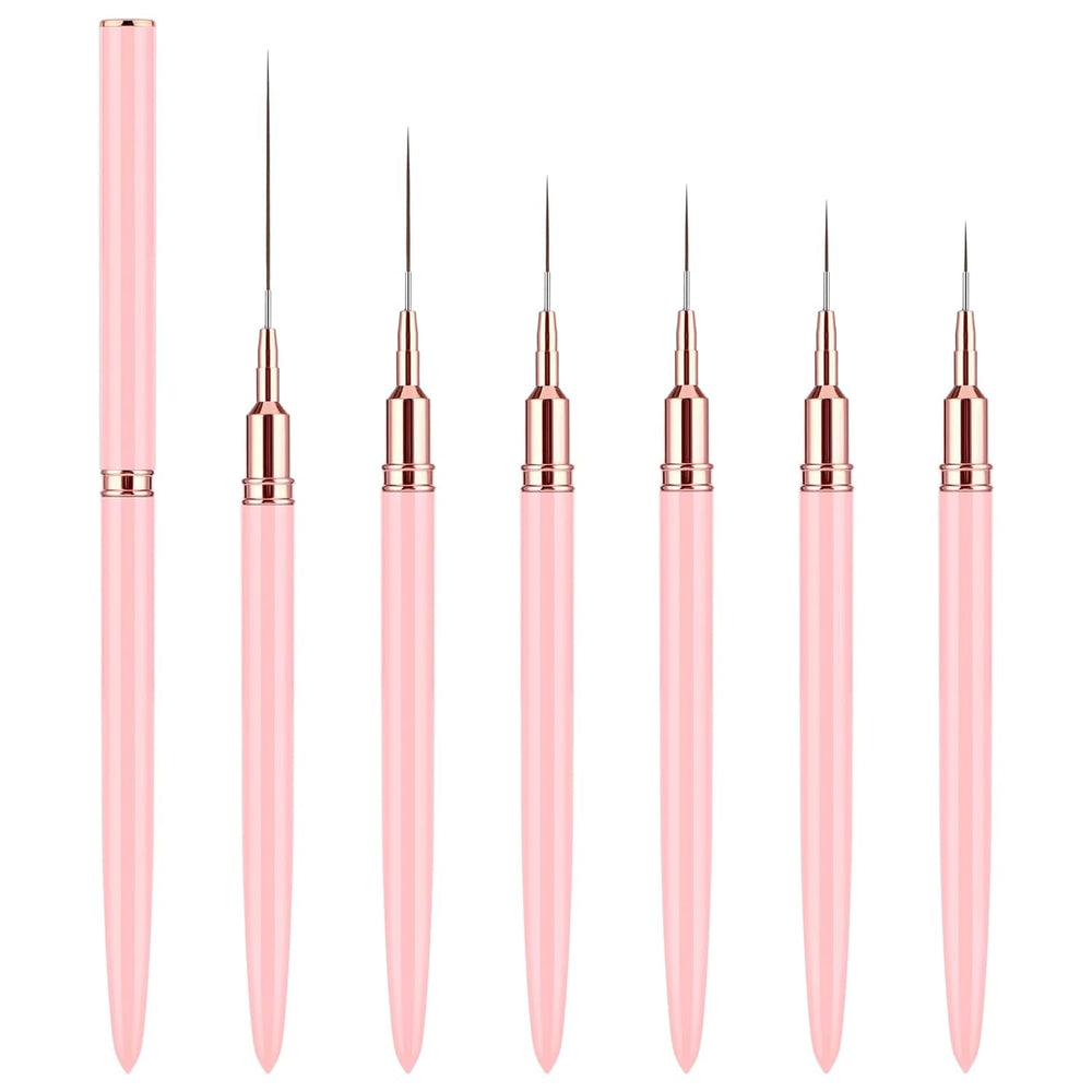 6 pièces Liner Nailart Pinsel Nageldesign Pinsel Set Dünn Acryl Nagelpunkt-Zeichenwerkzeug Nägel Dünne Nagelpinsel Set pour Lange Linien, Dünne Détails, Fines Zichnen 5/7/9/11/15/25 Mm (Rose)