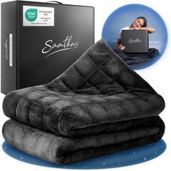 Samthus Couverture lestée 135X200Cm 9Kg Sherpa Fleece - Certifié Oeko-Tex - Couverture thérapeutique et couverture de relaxation - Dormez mieux avec notre couverture lourde - Couverture lestée - noir Lits et Couvertures Besuche den Samthus-Store Black 9.0 Kilogrammes