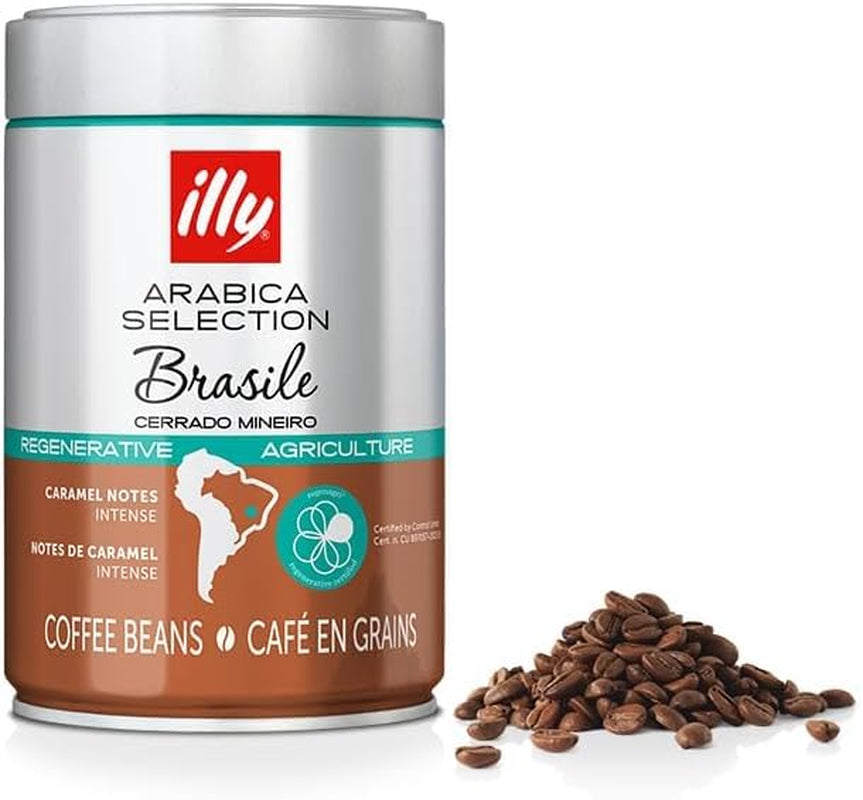 ILLY 6 boîtes de café en grains de 250 grammes chacune, Sélection Arabica, Brésil, certificat Cerrado Mineiro, Regenagri