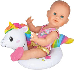 Heless 6601 - Schwimmring für Puppen Einhorn Henri, Größe 28-35 cm, für Badespaß im Pool, im See und der Badewanne