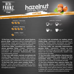 Der-Franz Kaffee Pack, ganze Bohne, aromatisé, 5 x 500 g (1 x Noisette, 1 x Vanille, 1 x Chocolat, 1 x Zimt, 1 x Caramel)