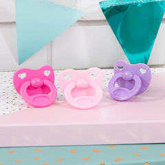 Bayer Design 79104AA Schnuller-Set für Puppen, Schnuller für Puppen, Puppenschnuller, Puppenzubehör, Rosa, Lila, Pink