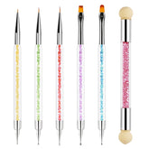 Sularpek 6 pcs Nagel Pinsel, Nail Art Pinsel, Pinsel Nageldesign, Nagel Pinsel Set, Nail Art Dotting Tools avec 1 pinceau éponge applicateur, Nageldesign Zubehör pour DIY Nail Art Design