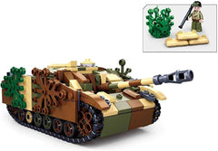 WWII - Deutscher Jagdpanzer (524 Teile), Spielset, Steckbausteine, mit Spielfigur, für Kinder ab 4 Jahren, Mehrfarbig